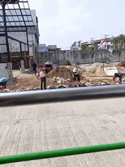 Construction work underway at a busy Samarinda urban site