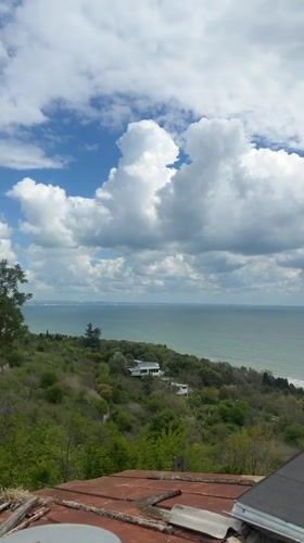 Storm approaches Bulgarian coastal town Osenovo, multiple views captured