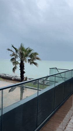 Rainy morning observed along Batumi seaside, Georgia