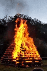 Bonfire with witch effigy burns in Dalovice field event
