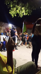 Nighttime children's party held in Juan Griego, Venezuela