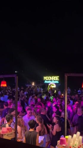 Outdoor night party draws crowds in Thailand