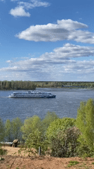 Cruise ship spotted on river near Ольховка, Russia