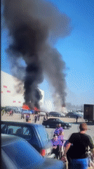 Black smoke rises near Qarağandı city administration building