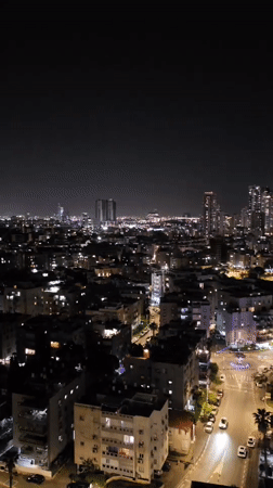 Nighttime views captured of Bat Yam coastal cityscape