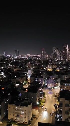 Nighttime views captured of Bat Yam coastal cityscape