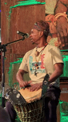 Djembe musician performs indoor session in Cape Town