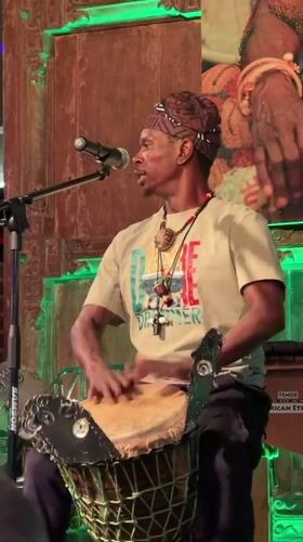 Djembe musician performs indoor session in Cape Town