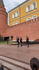 Honor guards perform ceremonial march at Moscow's Red Square