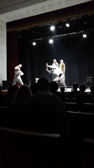 Live theater performance with cello, Moscow stage