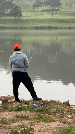 Night fishing observed at Da Lat lake