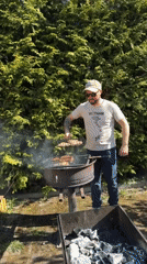 Backyard barbecue with family dog documented in Rezekne, Latvia