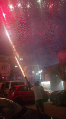 Colorful fireworks display captured from multiple angles at night