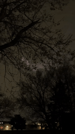 Lightning storm illuminates night sky over Naperville, Illinois