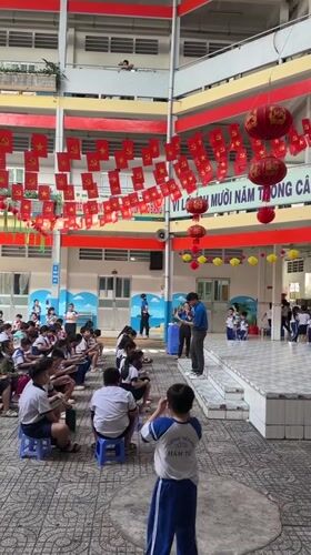 School assembly held in Ho Chi Minh City courtyard