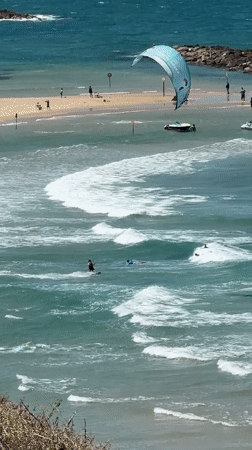 Morning beach activities observed in Netanya, Israel