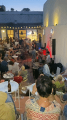 Live band draws crowds to outdoor evening performance in Tavira