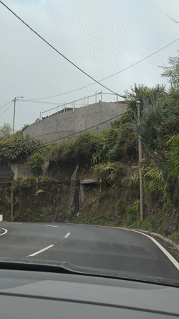 Dashcam captures foggy drive through mountainous Santana, Portugal
