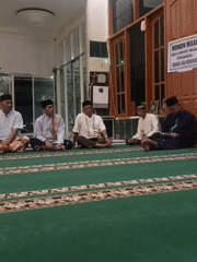 Group prayer session underway inside a mosque