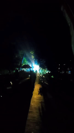 Mobile stage draws crowds in Winong, Indonesia