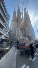 Sunny day footage captured at Barcelona's La Sagrada Familia