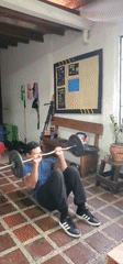 Man exercising, posing for camera in El Papelón, Venezuela