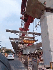 Elevated roadway construction continues in Sangolda, India