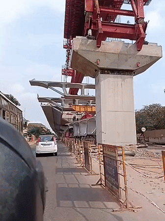 Elevated roadway construction continues in Sangolda, India