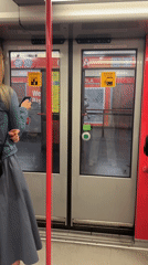 Metro train interior recorded at Milan station platform