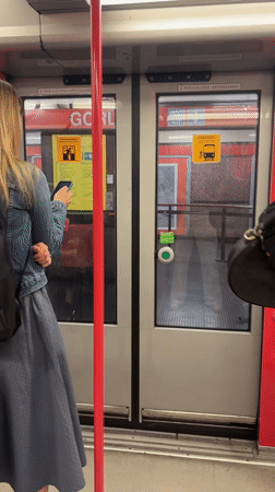 Metro train interior recorded at Milan station platform