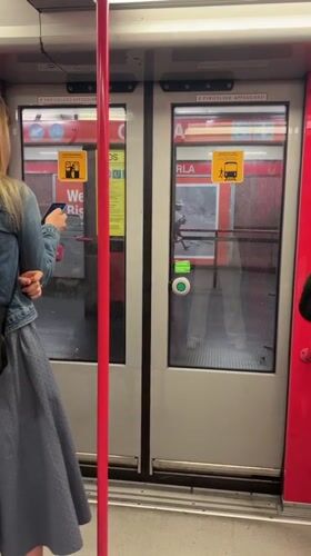 Metro train interior recorded at Milan station platform