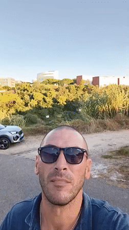 Selfie on a dry trail in Oeiras, Portugal