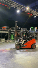 Event setup underway across multiple Belgrade venues with industrial equipment