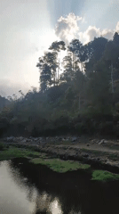 Sunrise at a dam and reservoir in Joho, Indonesia