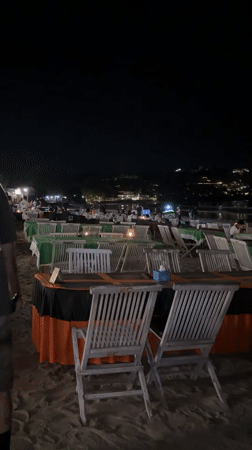 Beachside dining event set up in Kuta Selatan, Indonesia