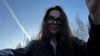 Roadside selfie session captured in rural Russia