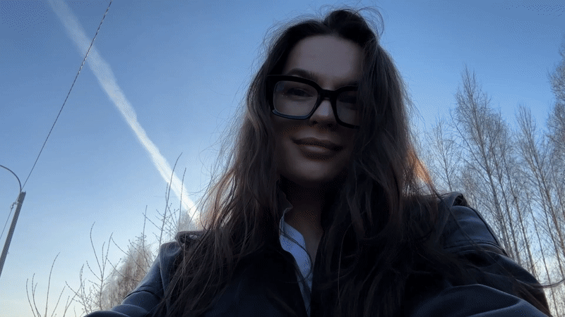 Roadside selfie session captured in rural Russia