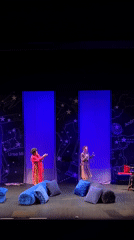 Theatrical performance with constellation backdrop staged in Zelenograd
