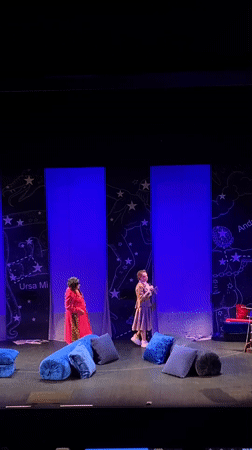 Theatrical performance with constellation backdrop staged in Zelenograd