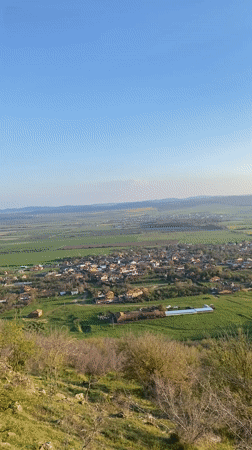 Clear skies over Bulgarian countryside captured in panoramic view