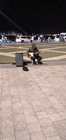 Street performer night out at Da Lat's lakeside promenade