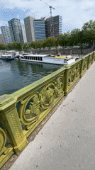 Along the Seine near the Eiffel Tower on a summer morning