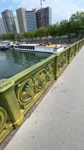Along the Seine near the Eiffel Tower on a summer morning