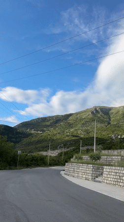 Curved road with retaining wall documented in Pelinovo, Montenegro