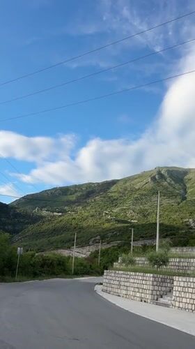 Curved road with retaining wall documented in Pelinovo, Montenegro