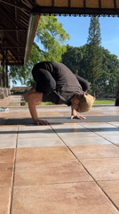 Morning yoga session captured at Indonesian pavilion