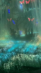 Visitors explore immersive fiber optic art installation with glowing displays