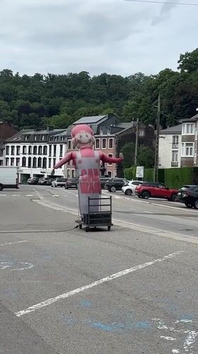 Inflatable cartoon advertising figure spotted in Spa, Belgium