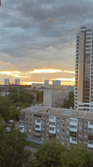Dramatic sunset captured across urban skyline from multiple viewpoints