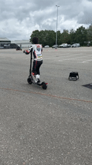 Motorcycle training session with gear and practice runs